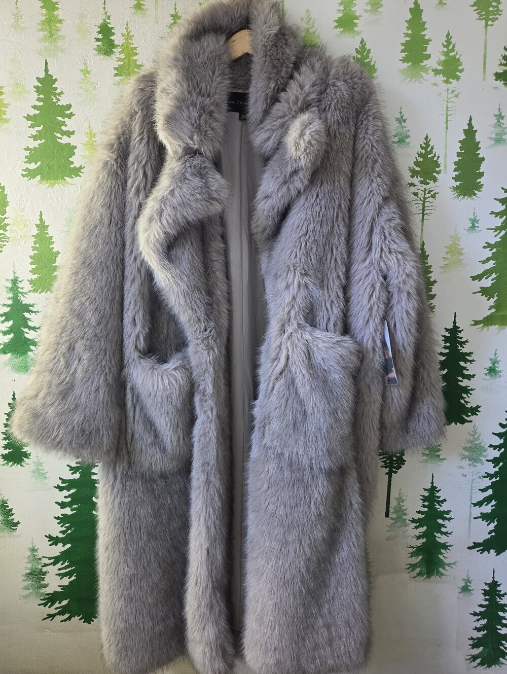 Ashley Graham Gray Faux Fur Coat